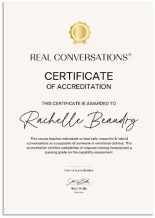 Real Conversations certificate of accreditation